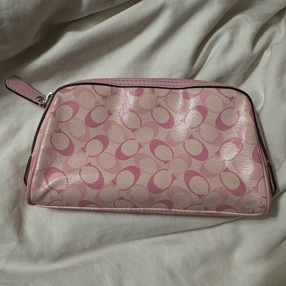 coach makeup pouch vintage pink